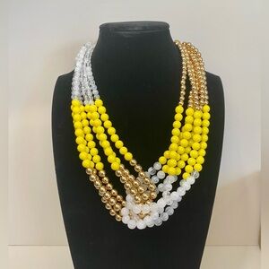 Talbots Knotted Bead Necklace in Daffodil, Ivory, and Gold | NWOT